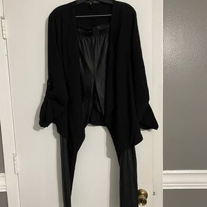 Black Torrid Faux Leather Leggings and Drape Front Sheer Jacket (Sold as Set)